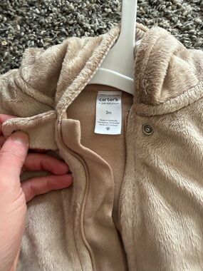 Carter's Plush Hooded Bear Baby Outerwear Sleeper - 3 months
